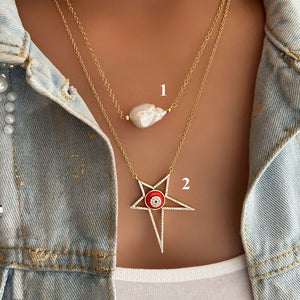 Collar - Perla Madre & Red Star