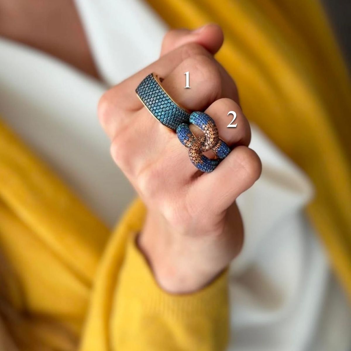 Anillos - Blue Square & Chain