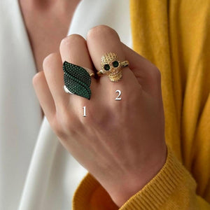 Anillos - Black Leaf & Gold Skull