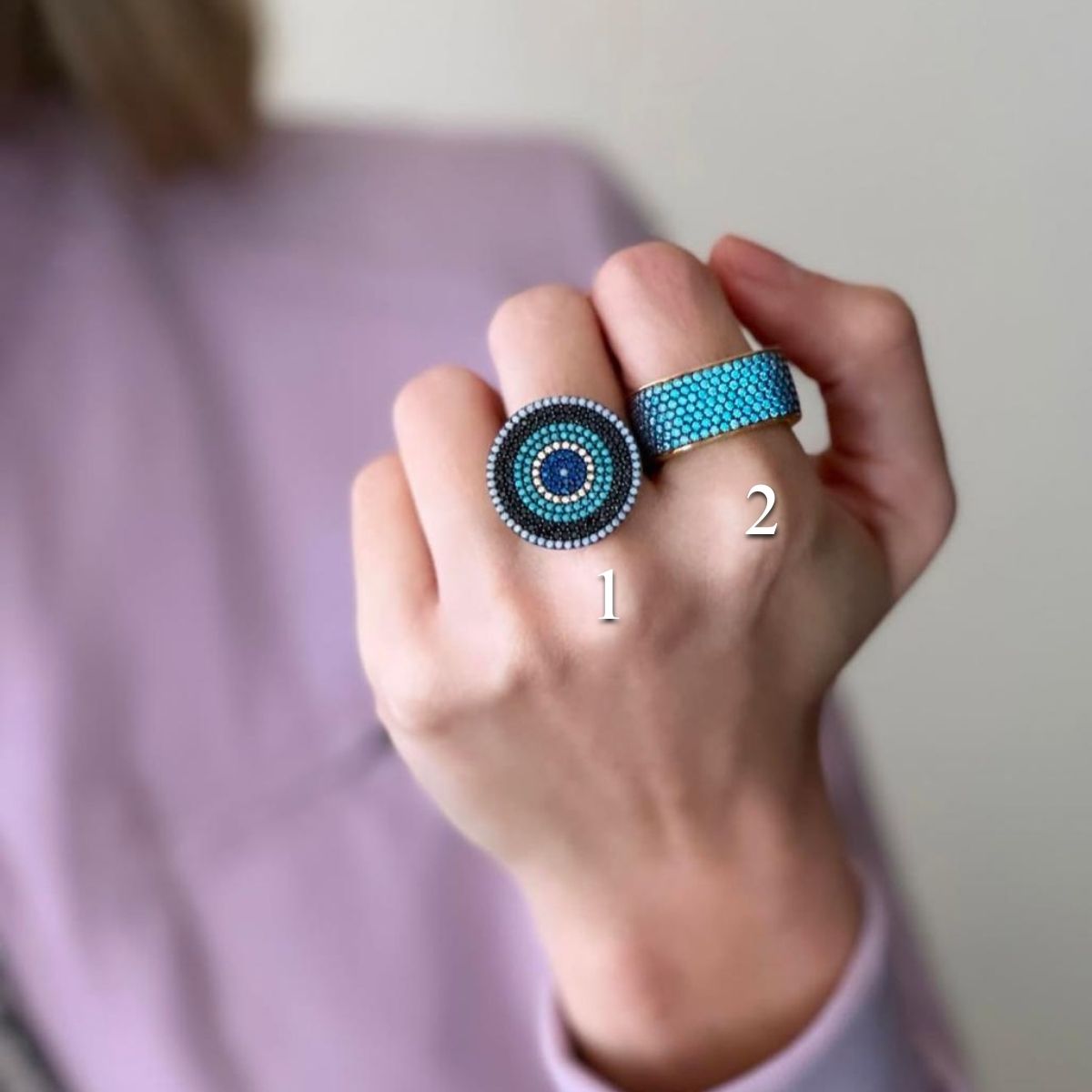 Anillos - Esfera Azul & Aqua Square