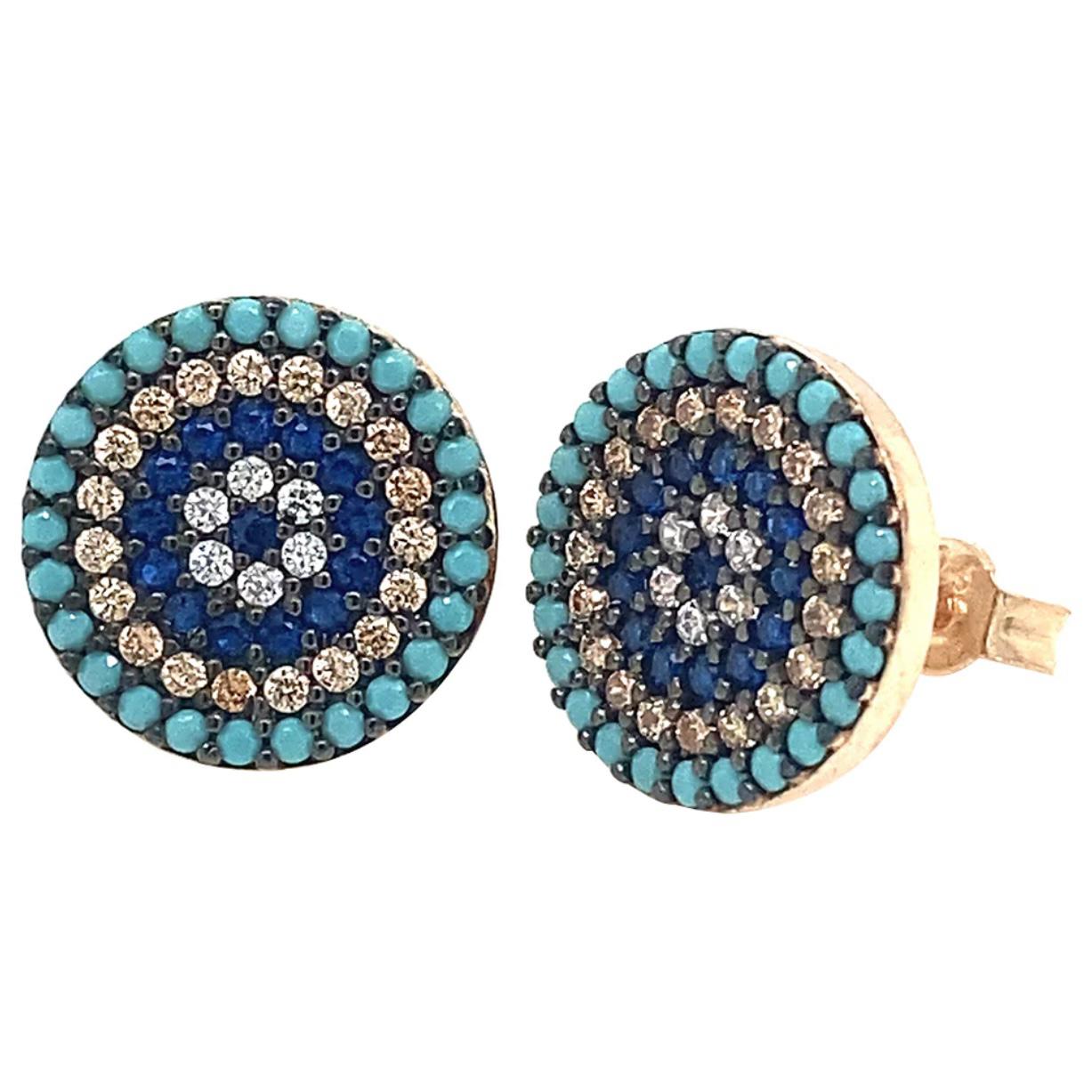 Aretes - Ojo turco bastract mini dorado