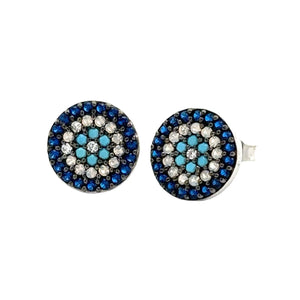 Aretes - Ojo turco mini plateado y dorado