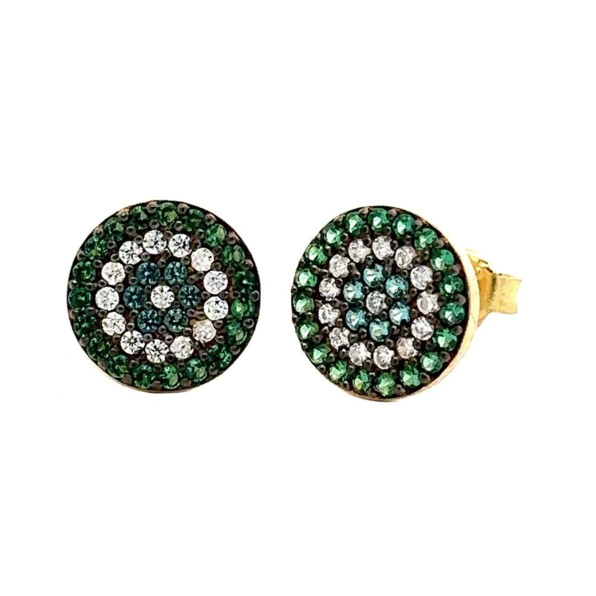 Aretes - Ojo turco mini plateado y dorado