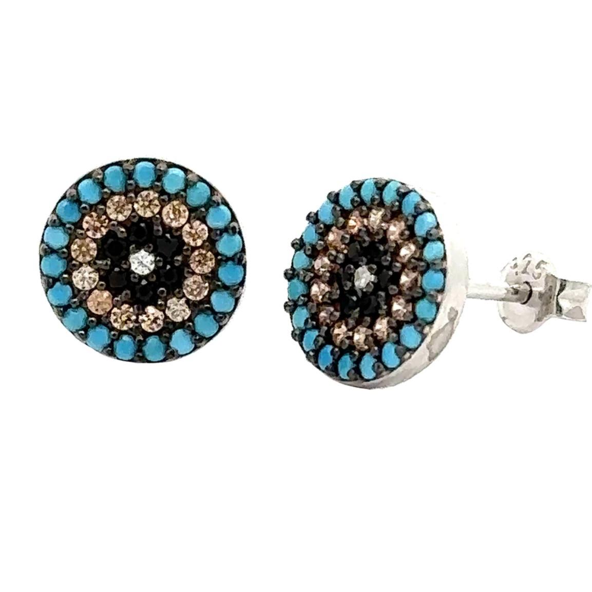 Aretes - Ojo turco mini plateado y dorado