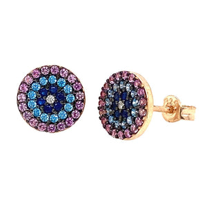 Aretes - Ojo turco mini plateado y dorado