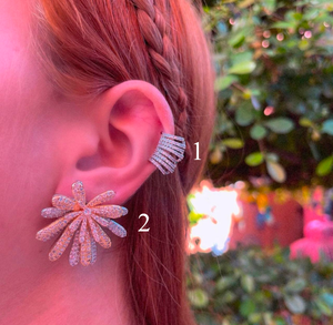 Aretes - Maxi flor y earcuff 7 rings
