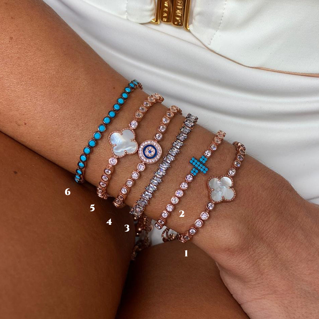 Pulsera- Trébol, minimalist, mini ojo turco