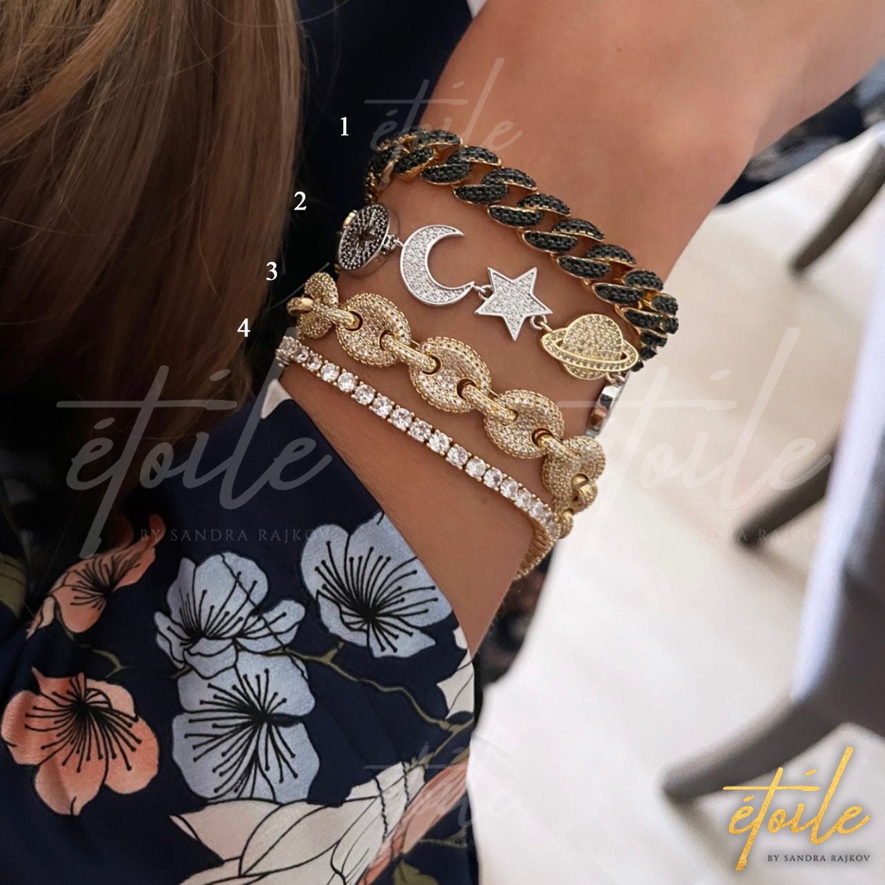 Eslabón negro, Planetas & Estrellas, Eslabón redondo, Minimalist