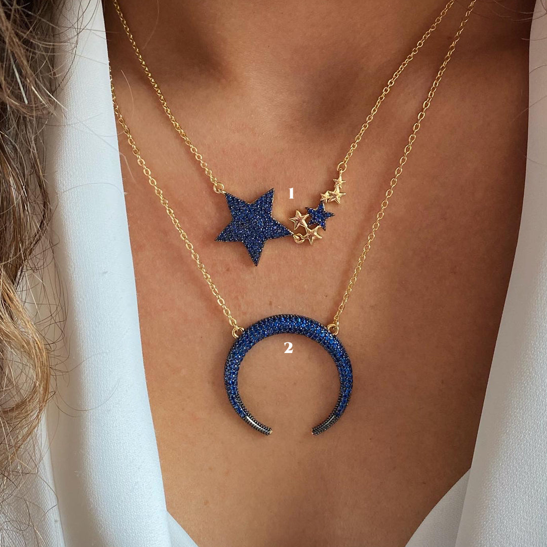 Cielo de noche - estrellas y luna invertida